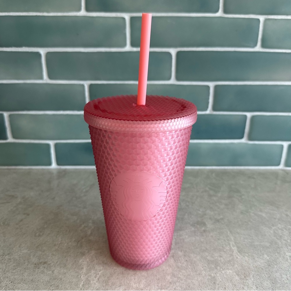 🆕 Starbucks Studded Matte Pastel Pink Barbiecore Tumbler (16 oz)